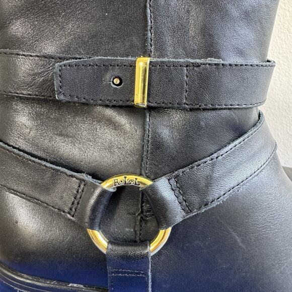 Ralph Lauren Margo Black Leather Zip Up Moto Ankle Boots Size 8.5 - Picture 12 of 16